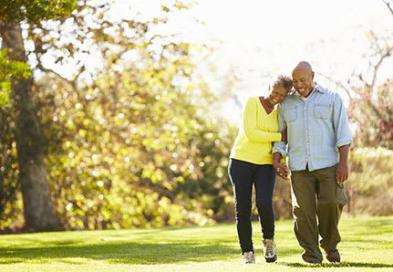 Couple walking outside