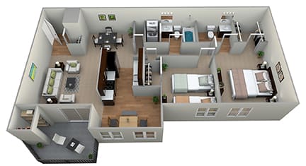 2 Bedroom 1.5 Bathroom Floor Plan at Westwinds Apartments, Maryland, 21403