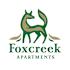 A logo for Foxcreek Apartments featuring a stylized fox.