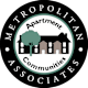 A logo for Metropolitan Apartment Communities features a tree in front of a row of houses.