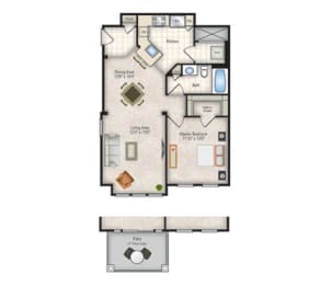 a floor plan of a one bedroom apartment