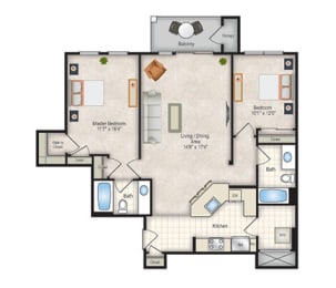 a floor plan of a two bedroom apartment