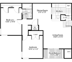 B1 Floor Plan at Sanger Place, Lorton, VA