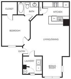 One Bedroom One Bath Floorplan The Terraces at Lake Mary Florida