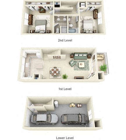 Floor Plan  Two Bed / Two Bath The Colonnade Apartments in Hillsboro, OR 97124