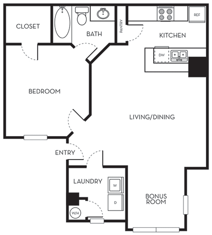 One Bedroom One Bath One Bedroom One Bath Floorplan The Terraces at Lake Mary Florida