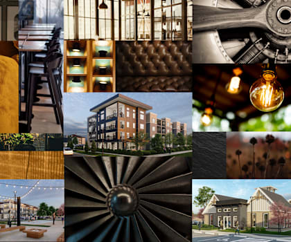 A collage of various images including buildings, nature, and objects.