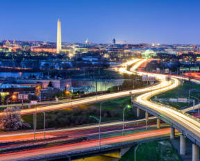 Freeways with Cars Speeding By in Washington, D.C.