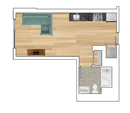 Studio A Floor Plan at Block C, San Marcos