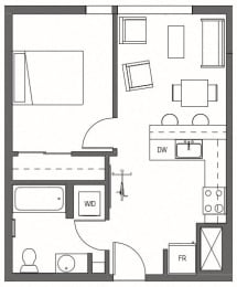 One Bedroom A1 at Decibel on 12th, Seattle, 98122