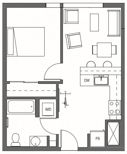 Floor Plan  One Bedroom A1 at Decibel on 12th, Seattle, 98122
