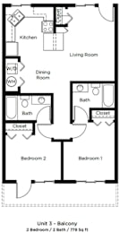  Floor Plan 2 Bedroom (A)