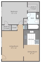  Floor Plan 1 Bed 1 Bath
