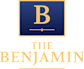 A logo with a blue background and a gold letter B.