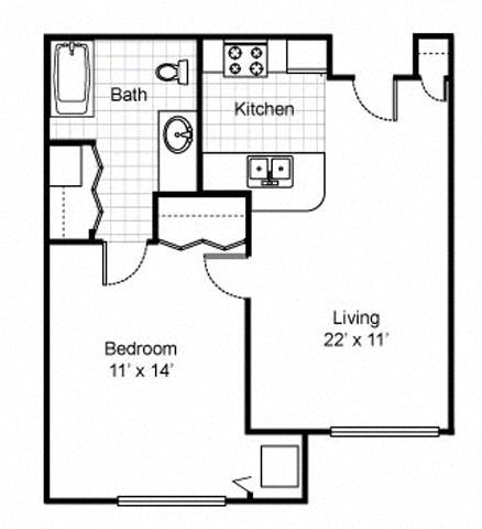 1 Bedroom 1 Bath 2D Floorplan - 527-McCormack House at Forest Park Southeast, St. Louis, MO