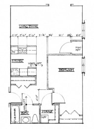  Floor Plan One Bedroom - 624 Sq.Ft.