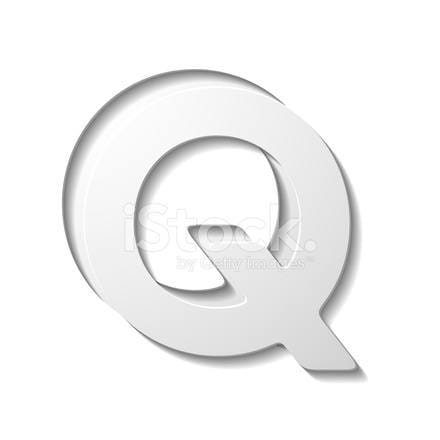 a white q icon with shadow on a white background