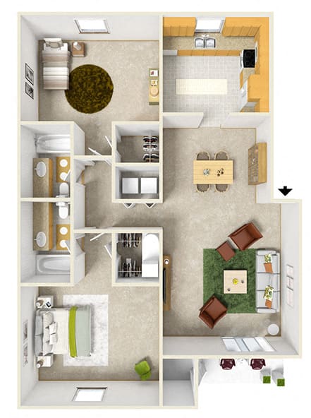 Floor Plan  Mission Floor Plan at Aspen Run and Aspen Run II Apartments, Florida