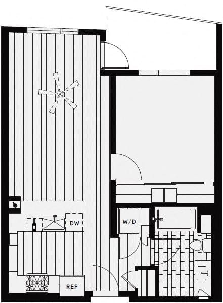 A2 &#x2013; 1 Bedroom 1 Bath Floor Plan Layout &#x2013; 705 Square Feet