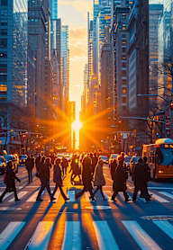 A group of people crossing a street at a crosswalk.