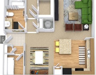 Hawksbill 3D. 1 bedroom apartment. Kitchen with island open to living/dinning rooms. 1 full bathroom. Walk-in closet. Patio/balcony.