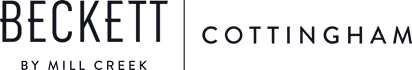 A black and white image with the word "BECKETT" in large letters and "BY MILL CREEK" in smaller letters below it.