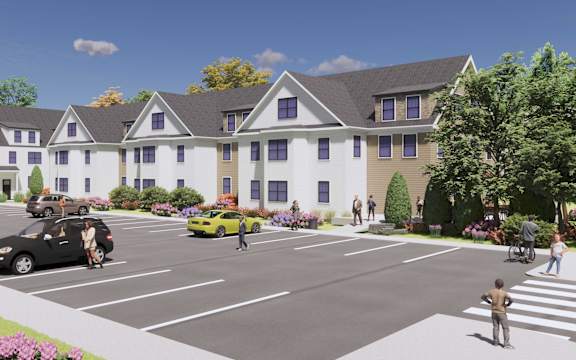 Architects rendered drawing of new apartment building