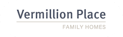 A logo for a company called Vermillion Place that specializes in family homes.