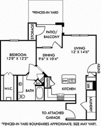 Marabella with Kitchen, Living, Dining, 1 Bedroom , 1 Bath, Attached Garage and Fenced-in Yard