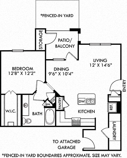 Marabella with Kitchen, Living, Dining, 1 Bedroom , 1 Bath, Attached Garage and Fenced-in Yard