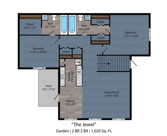 2 bed 2 bath A at Bayside Apartment Homes, Hilliard, OH