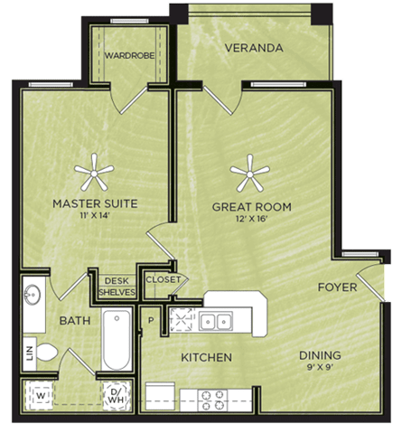 1 Bedroom 1 Bathroom Floor Plan