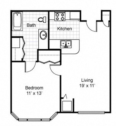 1 Bedroom 1 Bath 2D Floorplan - 503 -McCormack House at Forest Park Southeast, St. Louis, MO
