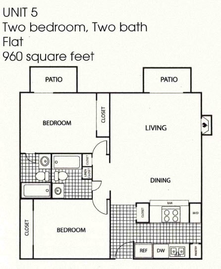2 Bed 2 Bath Floor Plan at Williamsburg Apartments, Texas