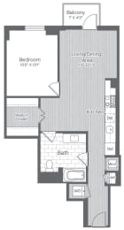  Floor Plan 1 Bed/1 Bath-A4A