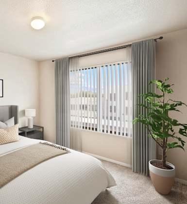 staged bedroom with window at Desert Eagle Estates, Arizona, 85303