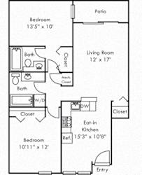 The Hickory 3D. 2 bedroom apartment. Kitchen with bartop open to living/dinning room. 2 full bathroom. large closets. Patio/balcony.