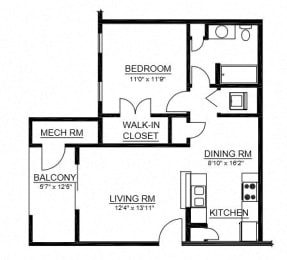  Floor Plan A1 1 Bed 1 Bath