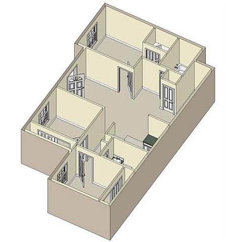 Floor Plan  3Bedroom 2Bath 3D Floorplan unfurnished_Lakeside Commons Apartments West Palm Beach, FL