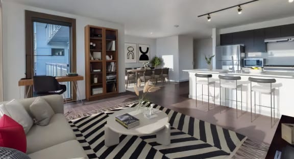 Ballard Lofts Apartment Amenities Open Kitchen to Living Room Concepts