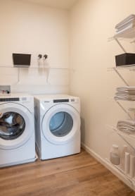 a washer and a dryer in a laundry room