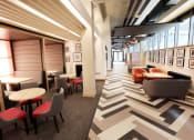 Thumbnail 6 of 8 - a large room with tables and chairs and a chevron floor