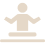 A white pixelated figure of a person sitting in a lotus position.