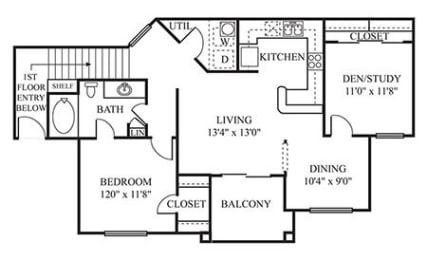 Floor Plan  Barcelona  Floor Plan | 1 Bed + Den Apartments For Rent In Scottsdale AZ | The Catherine Townhomes