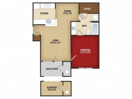 Floor Plan  One Bedroom A Renovated