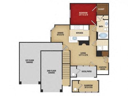 Floor Plan  One Bedroom B - Renovated