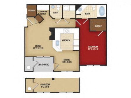 Floor Plan  One Bedroom C
