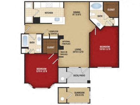 Floor Plan  Two Bedroom A - Renovated