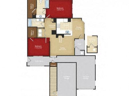 Floor Plan  Two Bedroom B - Renovated