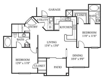 Floor Plan  Napoli Floor Plan | 2 Bed 2 Bath Apartments For Rent In Scottsdale AZ | The Catherine Townhomes